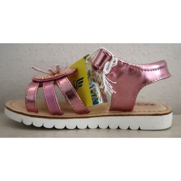 Naturino Express Toddler Girl Sz 10M Rose Pink Metallic PU Leather Gatto Sandals - Picture 7 of 11